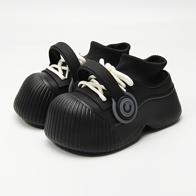 Earphone Flannel Clogs 1 Pair Women's Slip-On EVA Clogs - Solid Color All-Season Winter House Shoes, Casual Style