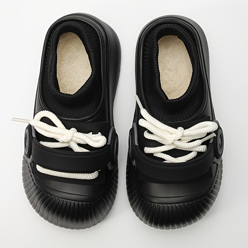 Earphone Flannel Clogs 1 Pair Women's Slip-On EVA Clogs - Solid Color All-Season Winter House Shoes, Casual Style