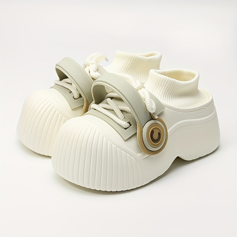 Earphone Flannel Clogs 1 Pair Women's Slip-On EVA Clogs - Solid Color All-Season Winter House Shoes, Casual Style