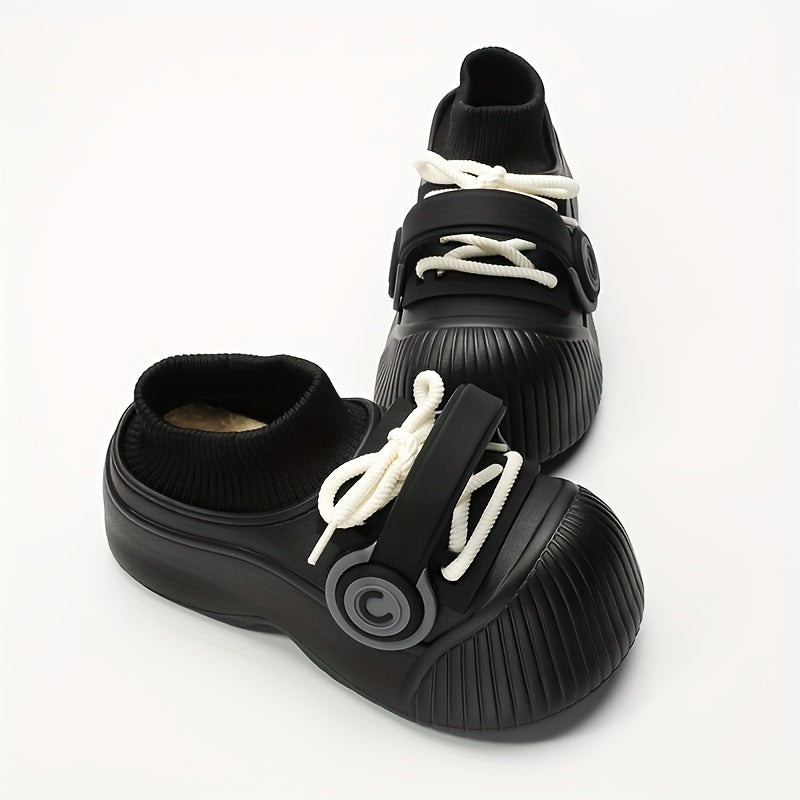 Earphone Flannel Clogs 1 Pair Women's Slip-On EVA Clogs - Solid Color All-Season Winter House Shoes, Casual Style