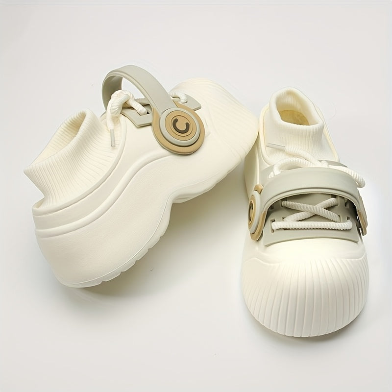 Earphone Flannel Clogs 1 Pair Women's Slip-On EVA Clogs - Solid Color All-Season Winter House Shoes, Casual Style